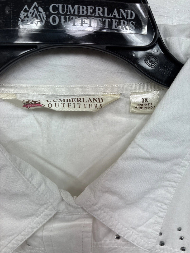 New Women’s Cumberland White Gem Long Sleeve Pearl Snap 3X MM-9