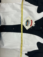 New Women’s Cumberland Black White Short Sleeve Crop Pearl Snap Large MM-131