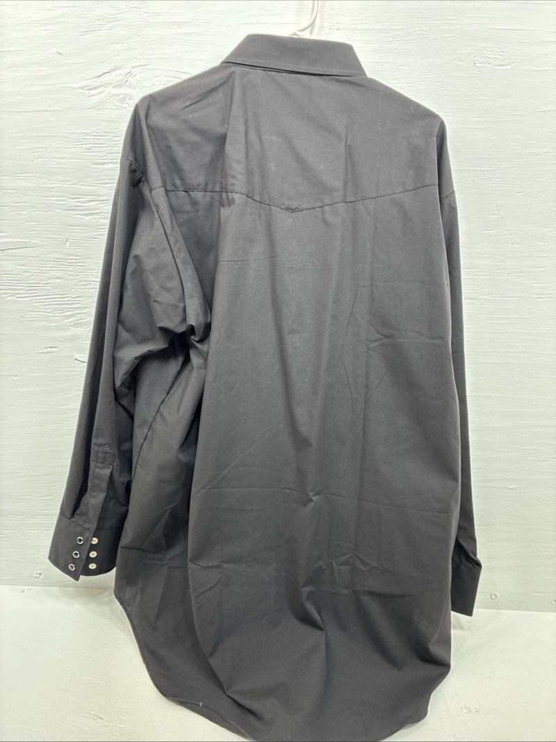 New Men’s ELY Cattleman Black Long Sleeve Pearl Snap 3XL E-43