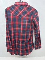 New Men’s ELY Plains Red Plaid Long Sleeve Pearl Snap 16  X 34 Large M-34