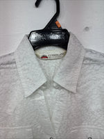 New Women Cumberland White Cheetah Print Long Sleeve Pearl Snap Medium LL-9
