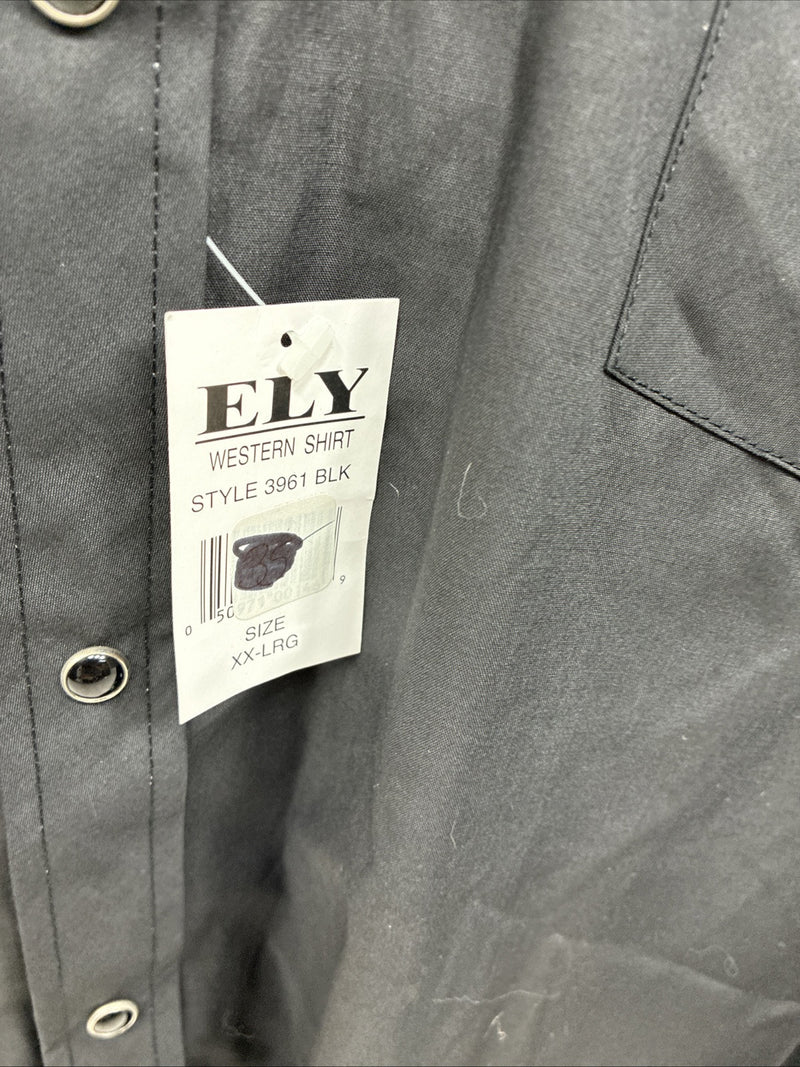 New Men’s ELY diamond Black Western Eagle Long Sleeve Pearls Snap 2XL F-67 