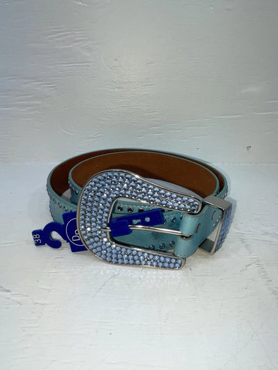 New Blue Genuine Leather 3D Blue Bling 38” Belt #667 JJ-90
