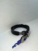 New Black Genuine Leather 3D Silver Pendent And Tooled 32” Belt #2030 JJ-4