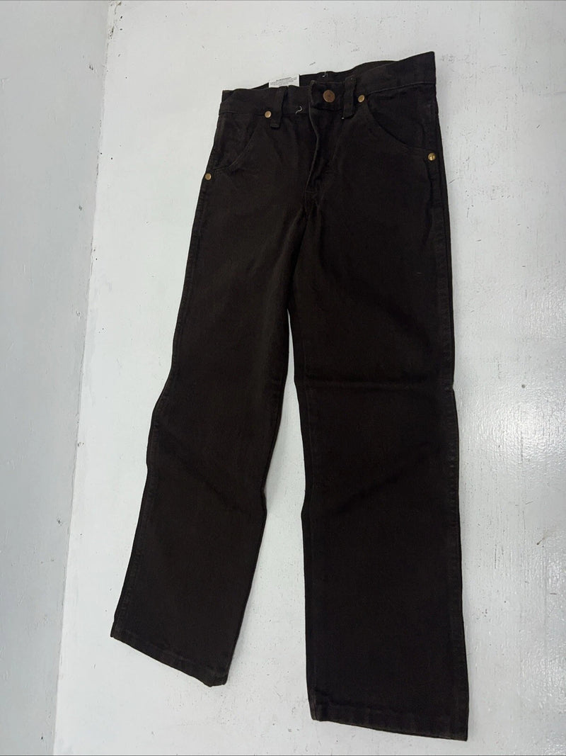New Boys Brown Wrangler Cowboy Cut Pro Rodeo Denim Jeans. 8 Regular B-20