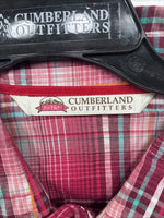 New Women’s Cumberland Pink Plaid Long Sleeve Pearl Snap Large GG-69