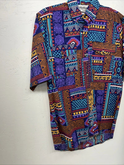 New Men’s Multicolor San Angelo Short Sleeve Button Up Shirt Small I-60