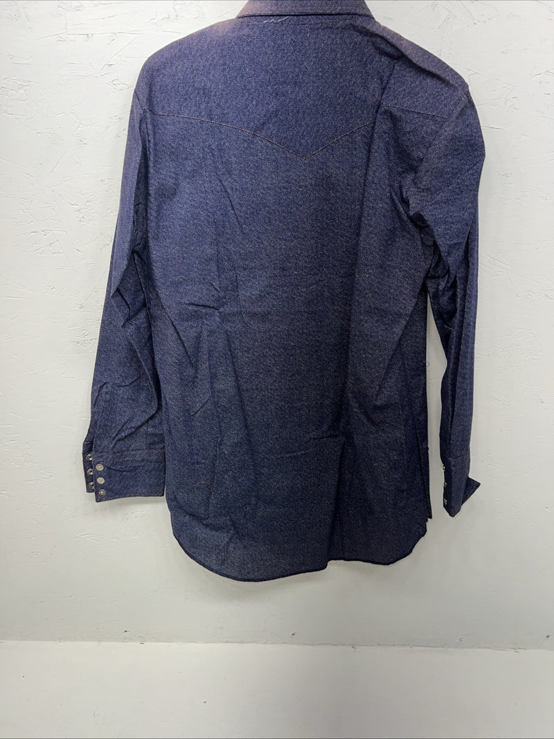 New Men’s Karman Western Wear Denim Pearl Snap Long Sleeve Shirt. 15.5x33 M I-24