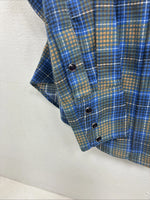 New Women’s Panhandle Slim Blue Plaid Long Sleeve Pearl Snap Size 30 KK-91
