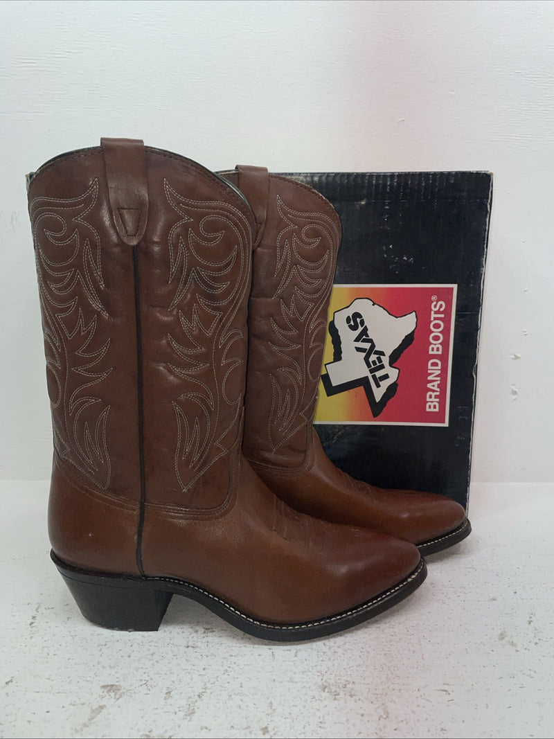 New Men’s Brown Texas Brand Cowboy Boots. 5111 10.5 10 1/2 D. 7-109