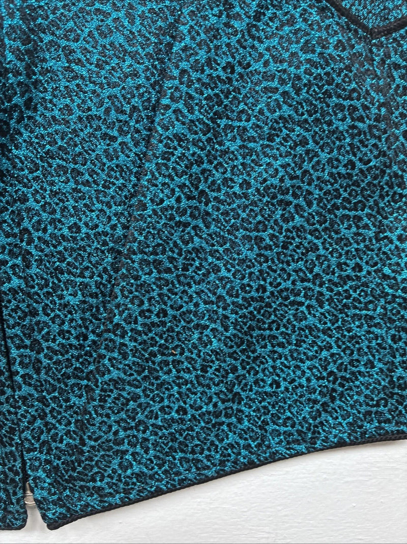 New Women’s 1849 RanchWear Blue Cheetah Print Zip Up Vest Small YY-45