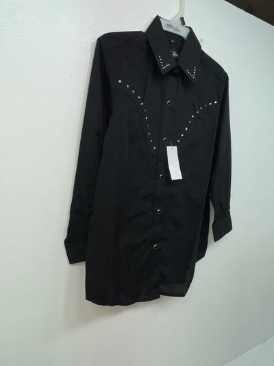 New Women’s Black White House Long Sleeve Button Up Shirt M #94770 3B-92