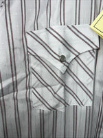New Men’s Pink Stripped ELY Cattleman Short Sleeve Pearl Snap Shirt. 14.5 S P-69