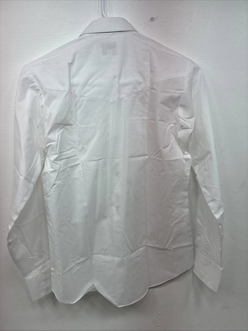 New Boys ELY Cattleman White Long Sleeve Pearl Snap Size 16 DD-76 