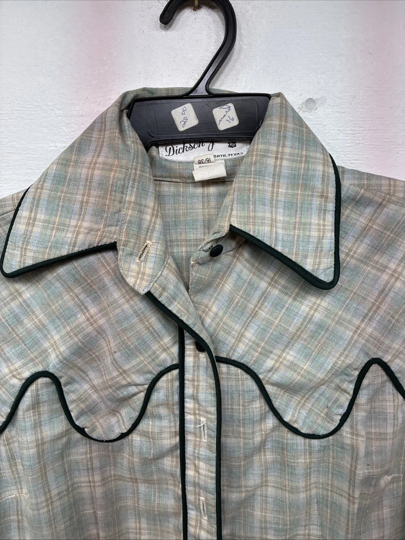 New Women’s Lady DJ Blue Plaid Long Sleeve Button Up Size 38 TT-124