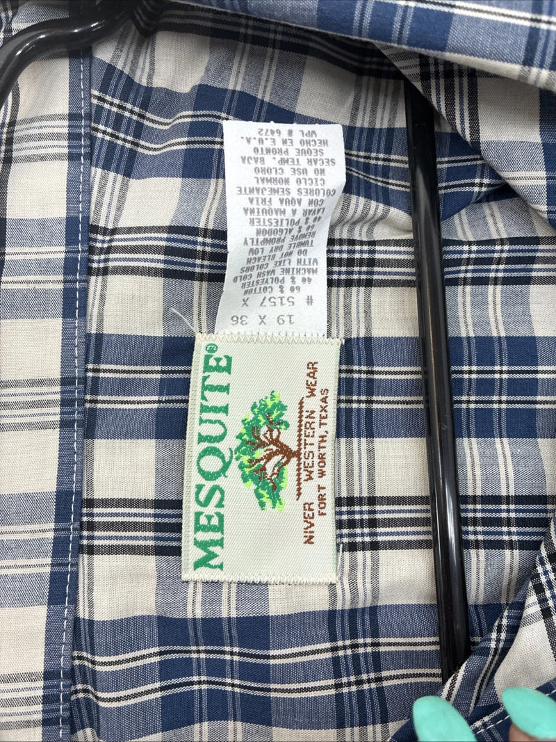 New Men’s Mesquite Blue Flannel Long Sleeve Pearl Snap 3XL E-52