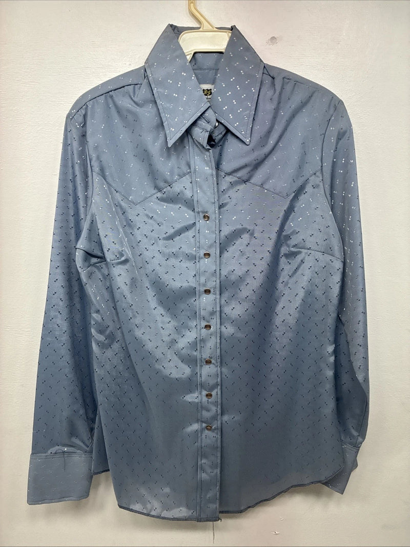 New Women’s Dickson Jenkins Blue Long Sleeve Pearl Snap Size 32 KK-10