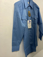New Men’s Blue Permanent Press Button Up Long Sleeve Shirt. 14.5x32 S Long P-67