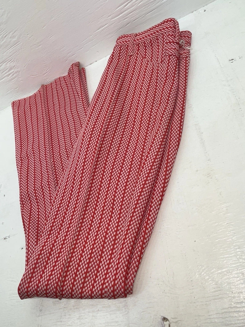 New But Age Red Checkered Panhandle Slim Polyester Pants #8042 VV-70