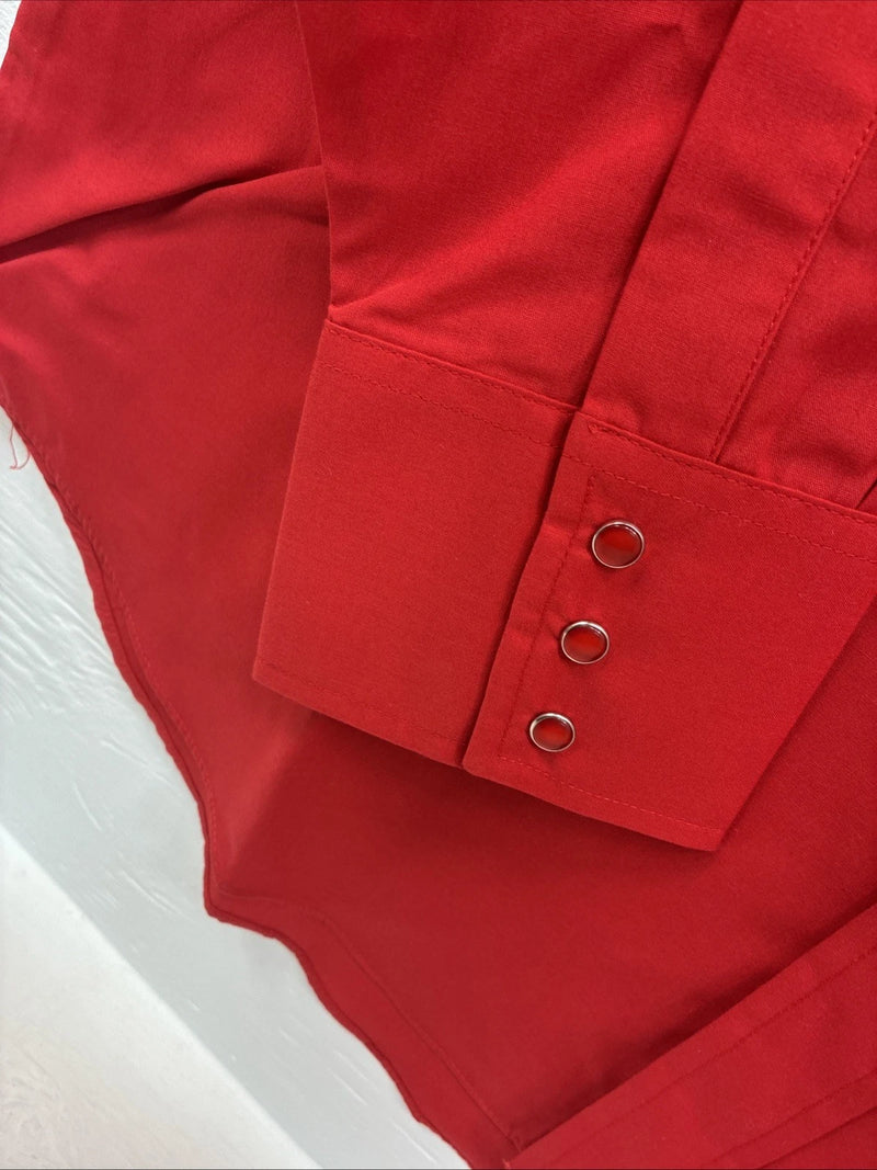 New Men’s ELY Cattleman Red Simple Long Sleeve Pearl Snap 17 X 35 XL M-78