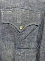 New Men’s Champion Western Jean Design Blue Long Sleeve Pearl Snap Medium M-29