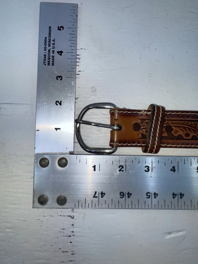 New Brown Genuine Leather Perkies Tooled 20” Belt #601 NN-89
