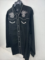 New Women’s Western Express Black Design Long Sleeve Pearl Snap 2XL GG-15