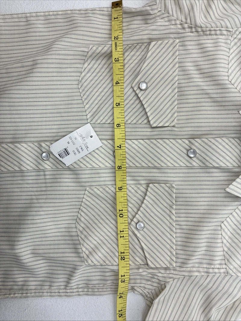 New Kids White Horse Yellow Stripe Long Sleeve Pearl Snap Medium DD-74