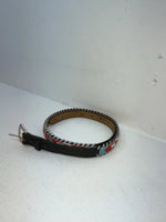 New Black Genuine Leather Beaded 30” Belt Z-64