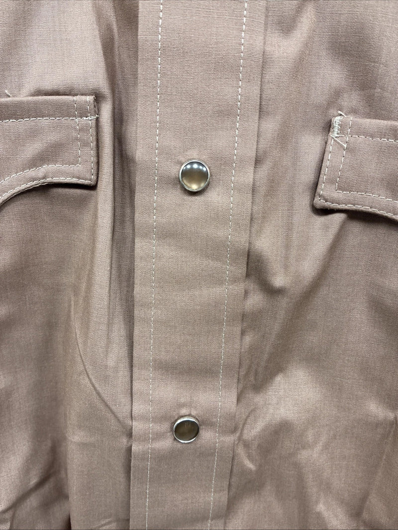 New Men’s Tem Tex Brown Western Long Sleeve Pearl Snap 15 X 33 Medium T-43