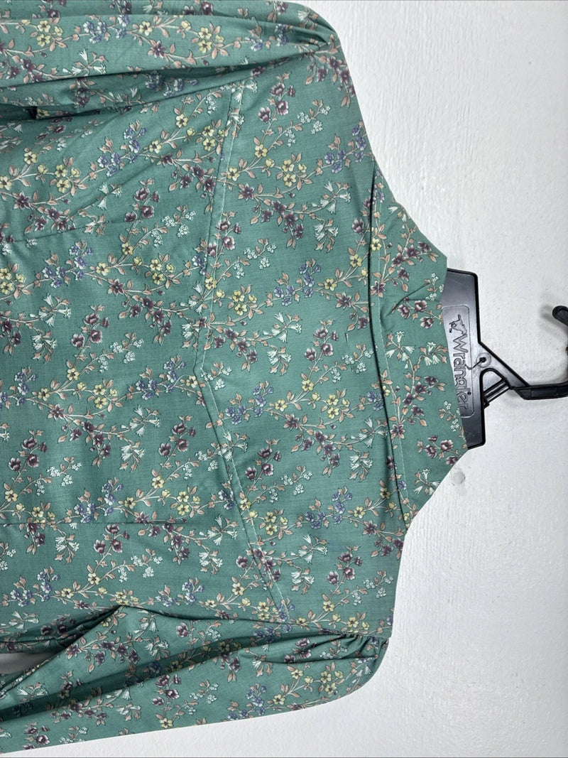 New Women’s Dickson Jenkins Blue Floral Long Sleeve Pearl Snap Zip Size 32 KK-66