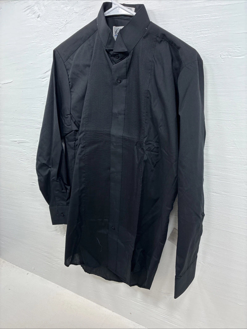New Classix Black Long Sleeve Button Up English Shirt Small CC-9