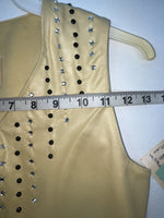 New Women Yellow With Bling 1849 Cut Off Zip Up Vest S #77872 3B-65
