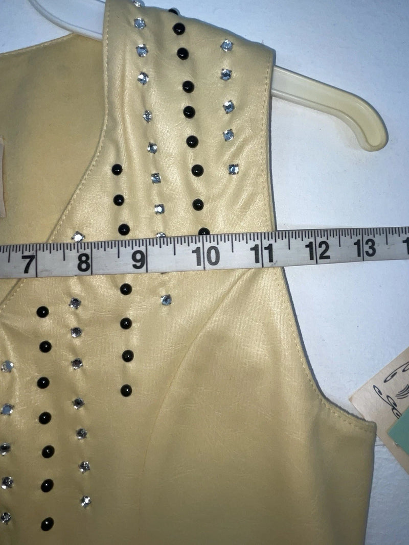 New Women Yellow With Bling 1849 Cut Off Zip Up Vest S #77872 3B-65