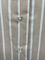 New Men’s Fenton Tan White Stripe Long Sleeve Button Up Small Q-17