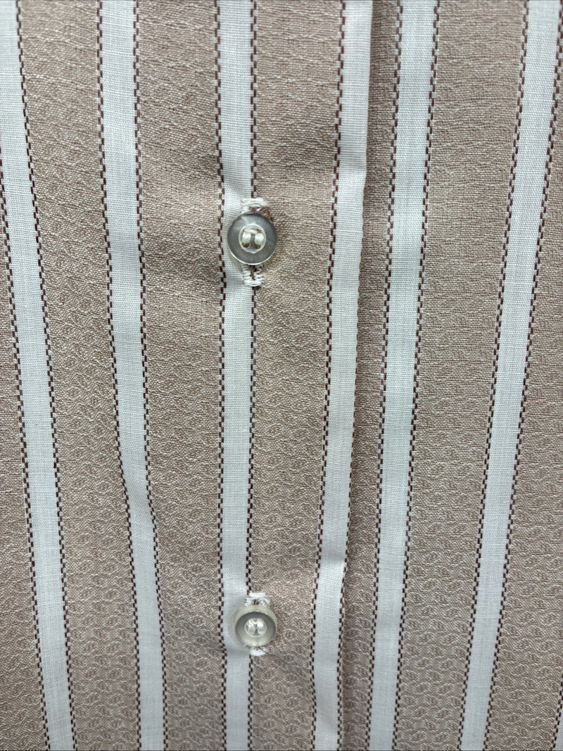 New Men’s Fenton Tan White Stripe Long Sleeve Button Up Small Q-17