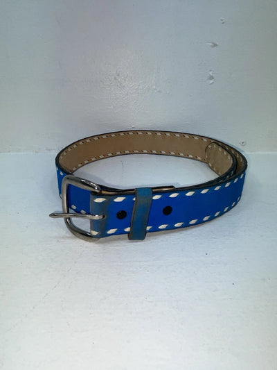 New Blue Genuine Leather Weaved 32” Belt #7030 Z-46