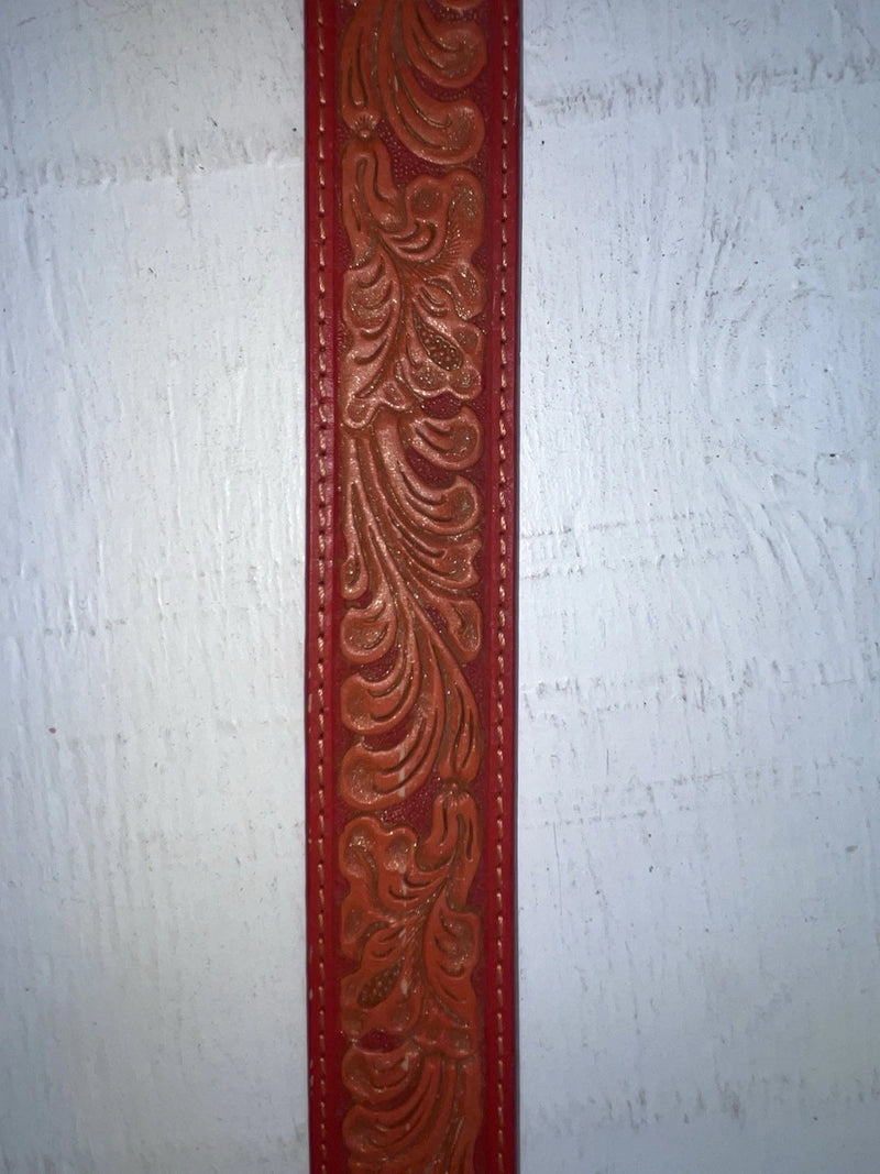New Red Genuine Leather Nocona Tooled S Belt #N3460204 JJ-168