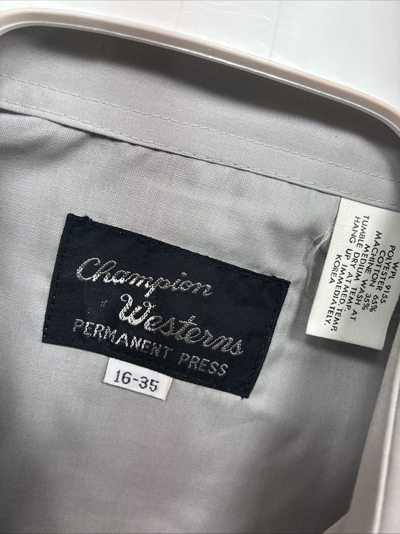 New Men’s Champion Westerns Gray Embroidered Long Sleeve Pearl Snap Large Q-101