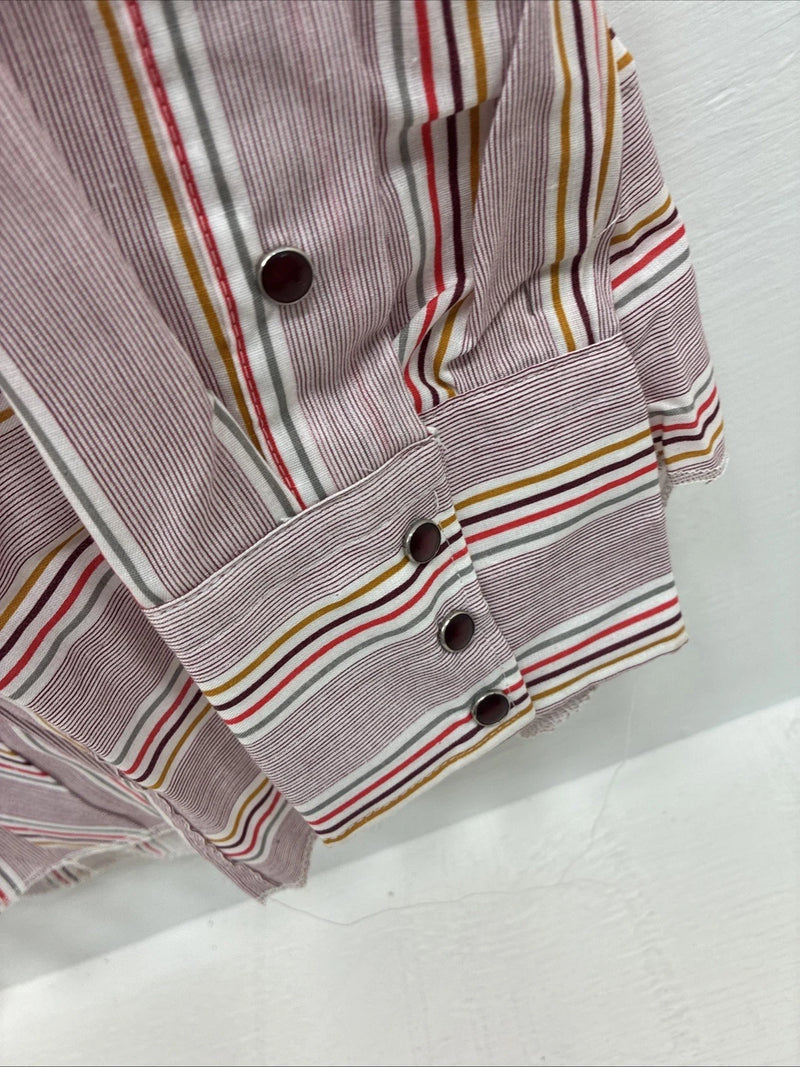 New Men’s Tem Tex Pink Stripe Long Sleeve Pearl Snap 16 X 35 Large Q-109