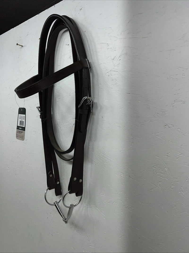 New Leather Tough 1 Western Browband Headstall W/ Split Reins And Bit Large S-73