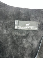 New Women’s Western Express Black Leather Fringe Biker Vest XL L-605