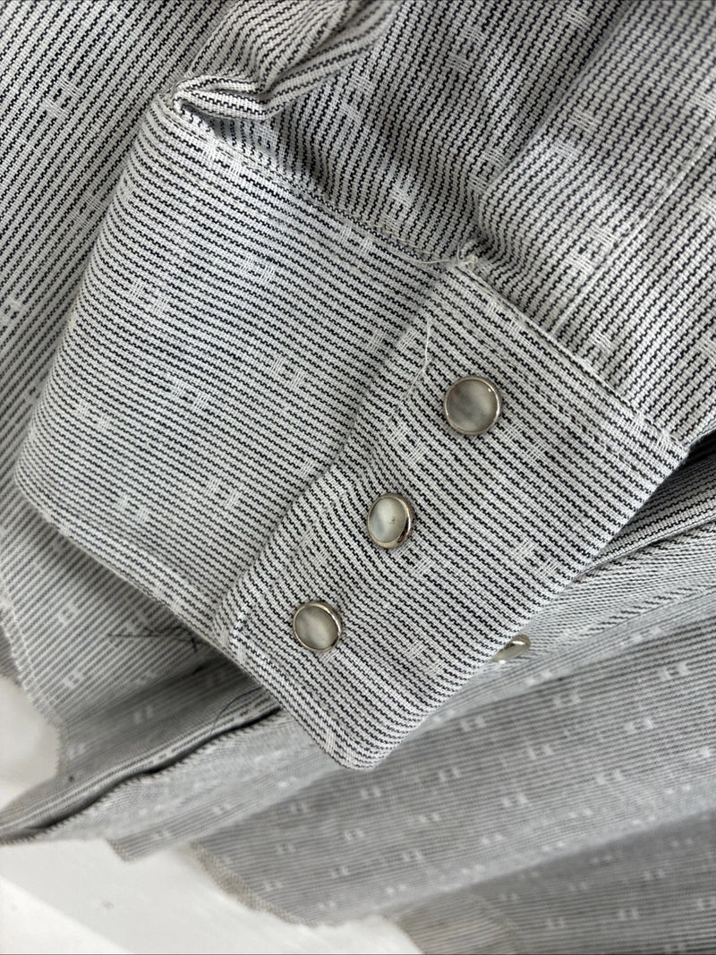 New Men’s Champion Western Gray Long Sleeve Pearl Snap 15.5 Medium F-105