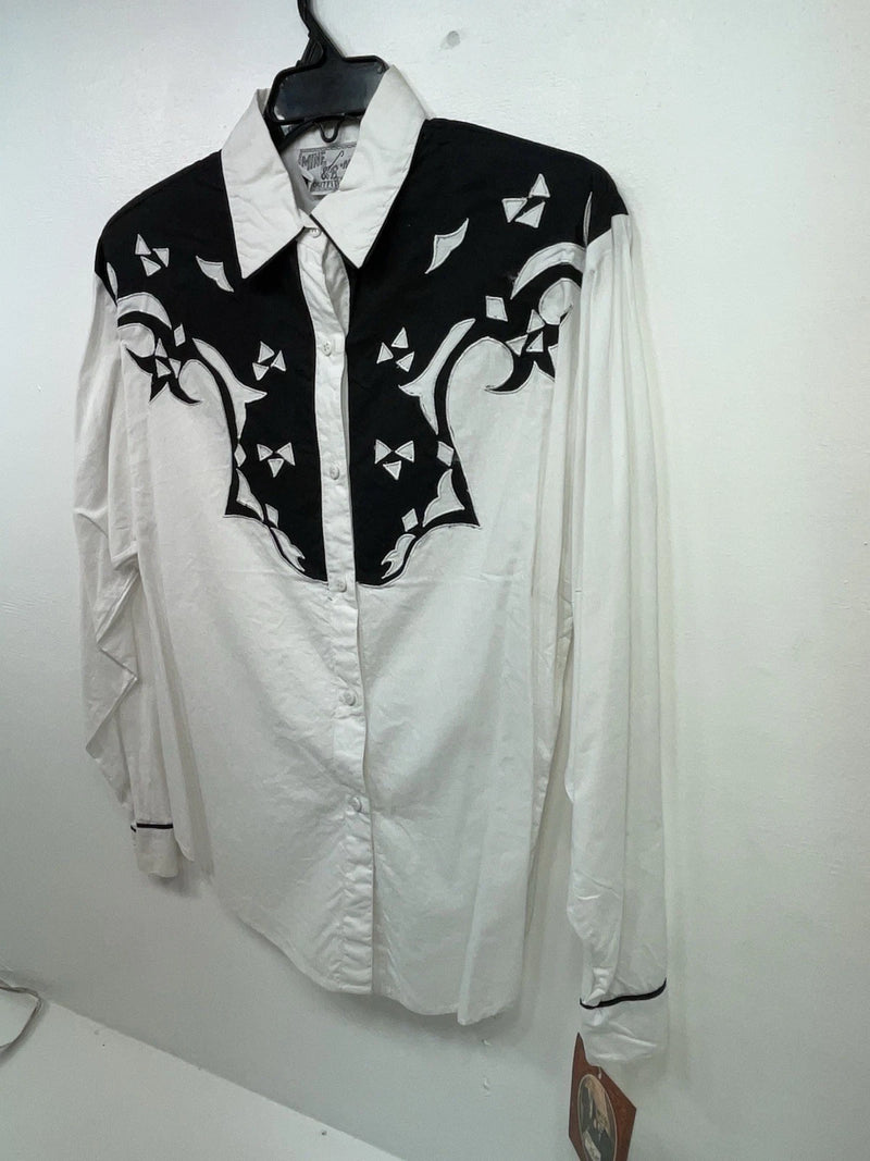 New Women’s Black White Mine & Bills Outfitters Longsleeve Button Up Shirt 3B-44