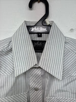 New Boys White Horse Grays Stripe Long Sleeve Pearl Snap Medium DD-119
