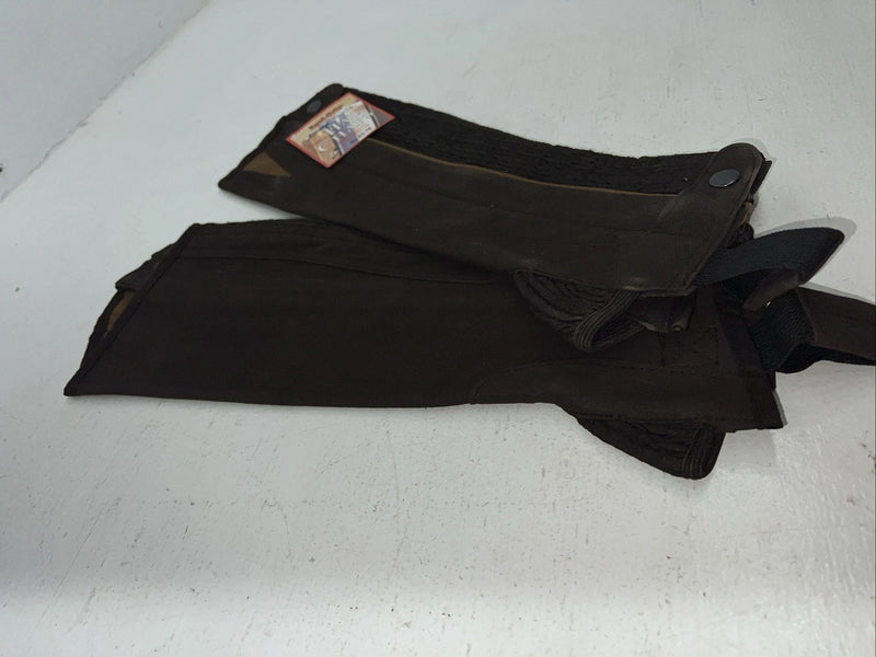 New Tough 1 Equi-grip Brown Synthetic Half Chaps #63-76 H-511