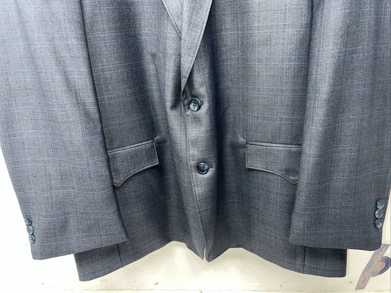 New Men’s Circle S Blue Plaid Suit Jacket 48R #25832 X-607