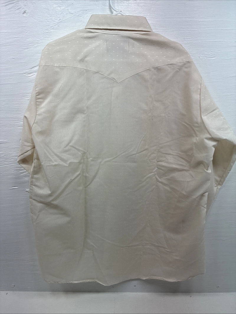 New Men’s Panhandle Slim Off White Design Long Sleeve Pearl Snap 17.5 XL T-18
