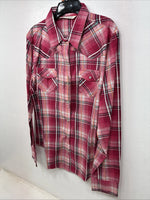 New Women’s Cumberland Pink Plaid Long Sleeve Pearl Snap Medium YY-120