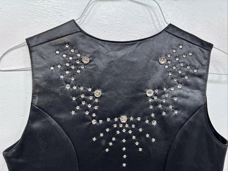 New Women’s 1848 RanchWear Black Rhinestone Sleeveless Vest Zip Up Small YY-41